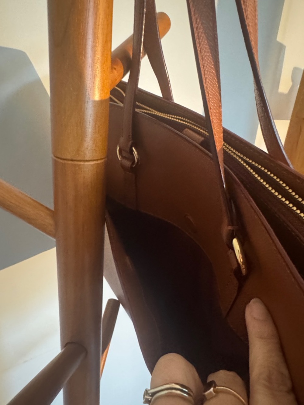 Coach Leather Tote in Chestnut Brown with Gold Hardware - Picture 8 of 15